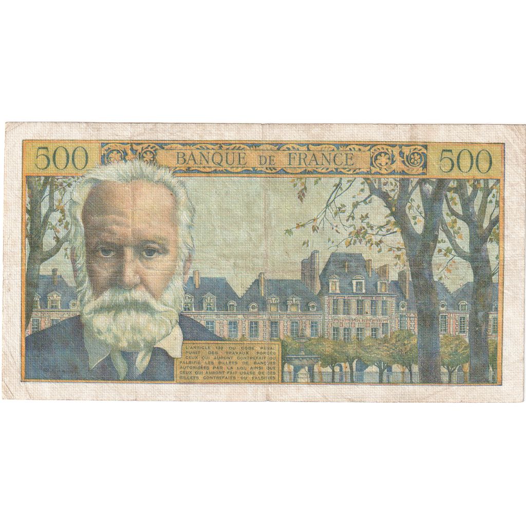 France, 500 Francs, Victor Hugo, 1954-09-02, M.39, VF(20-25)