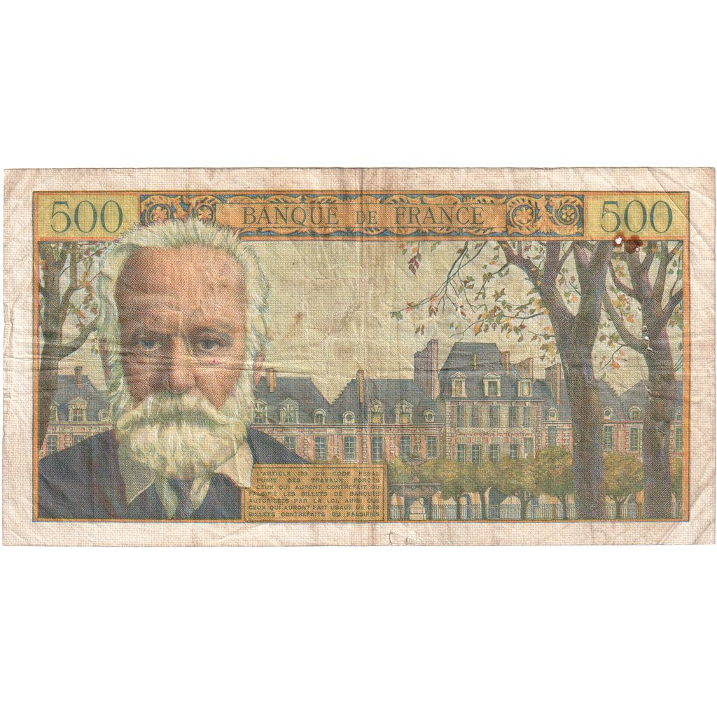 Francia, 5 Nouveaux Francs on 500 Francs, 1955-1959 Overprinted with ''Nouveaux