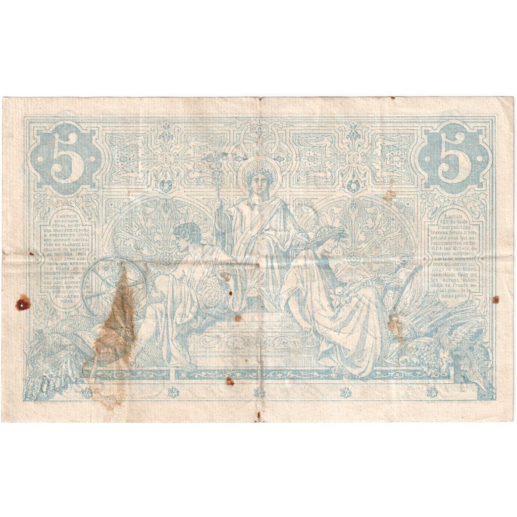 France, 5 Francs, Noir, 1873-03-14, C.2076, F(12-15)