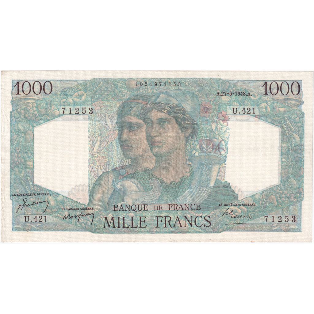 Frankreich, 1000 Francs, Minerve et Hercule, 1948-05-27, U.421, SS+