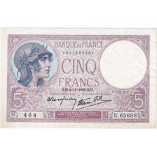 França, 5 Francs, Violet, 1939-11-02, U.65668, EF(40-45)