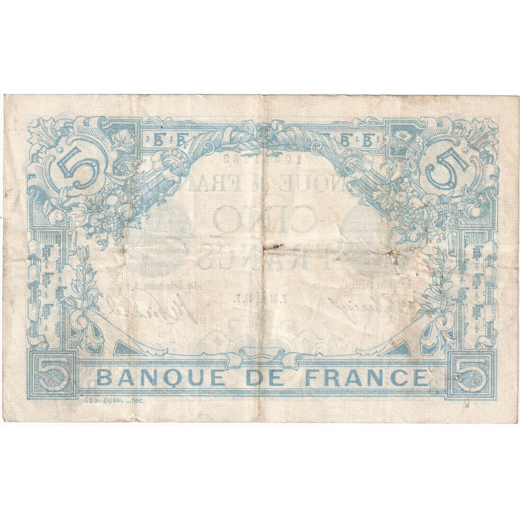 France, 5 Francs, Bleu, 1912-05-31, R.420, VF(20-25)