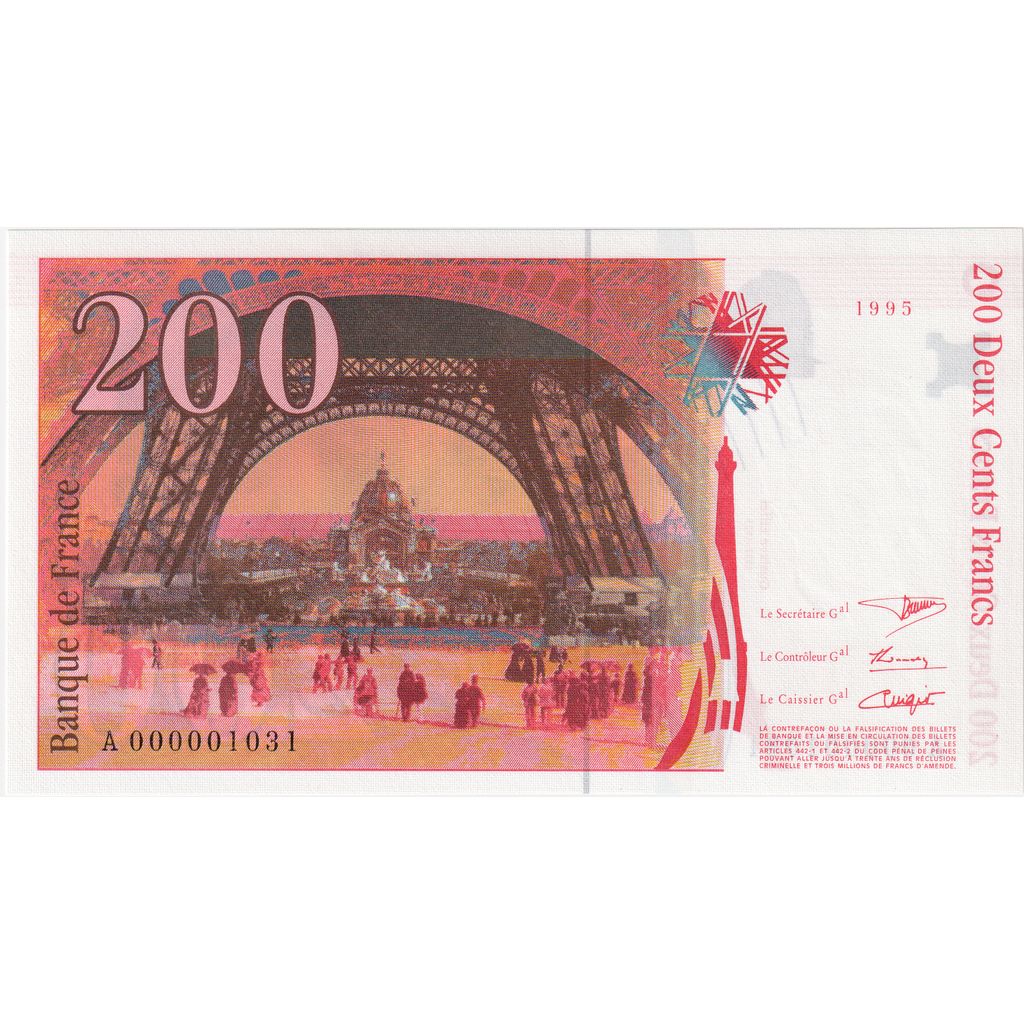 Francia, 200 Francs, Eiffel, 1995, A.000001031, UNC