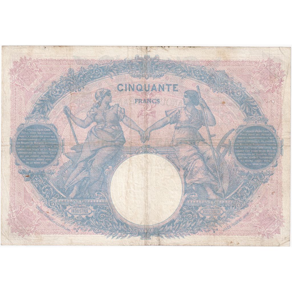Frankreich, 50 Francs, Bleu et Rose, 1914-11-23, K.5742, S+