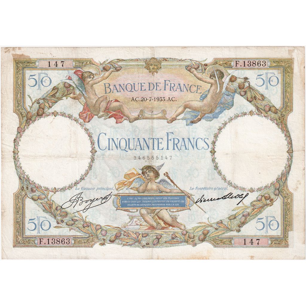 Francia, 50 Francs, Luc Olivier Merson, 1933-07-20, F.13863, BC