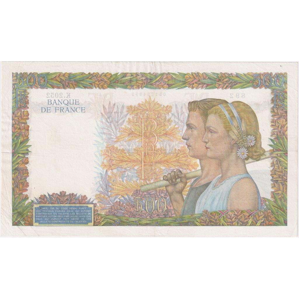 France, 500 Francs, La Paix, 1941-02-06, K.2052, VF(30-35)
