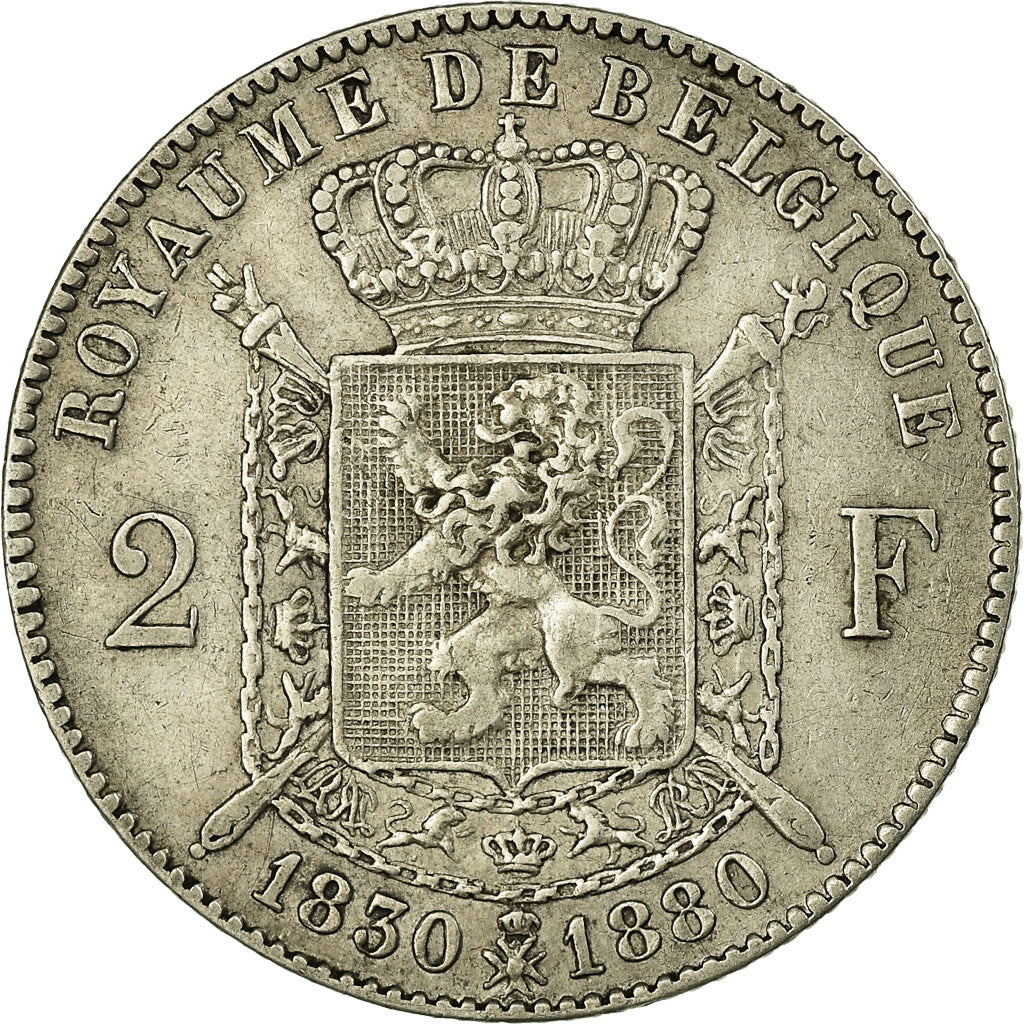 Belgium, Leopold II, 2 Francs, 2 Frank, 1880, Brussels, Silver, AU(50-53), KM:39