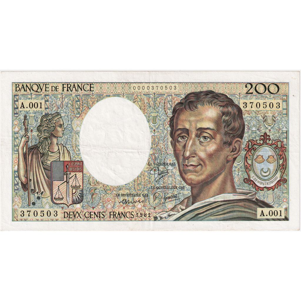 France, 200 Francs, Montesquieu, 1981, A.001, AU(50-53)