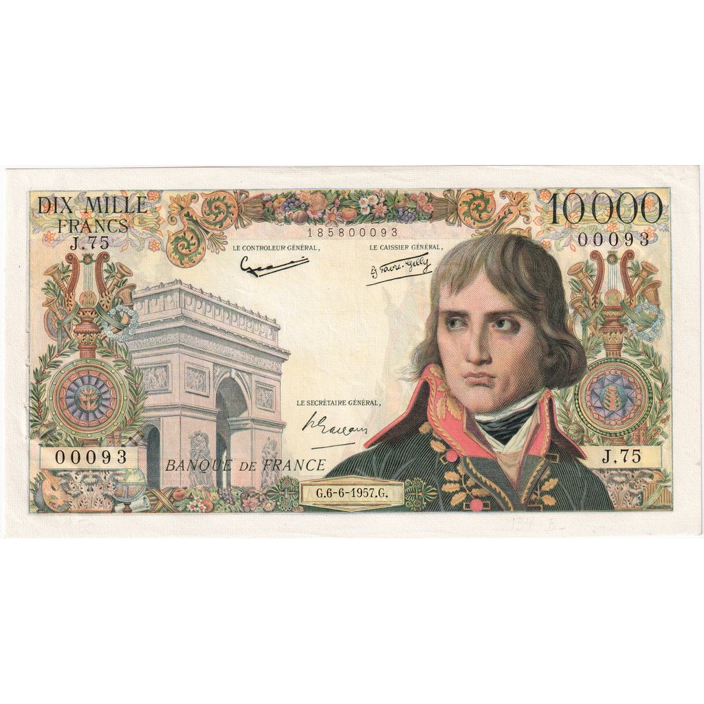 France, 10,000 Francs, Bonaparte, 1957-06-06, J.75, TTB+