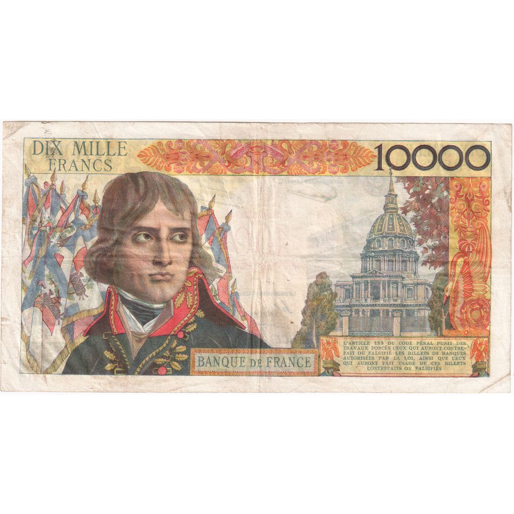 France, 100 Nouveaux Francs on 10,000 Francs, 1955-1959 Overprinted with