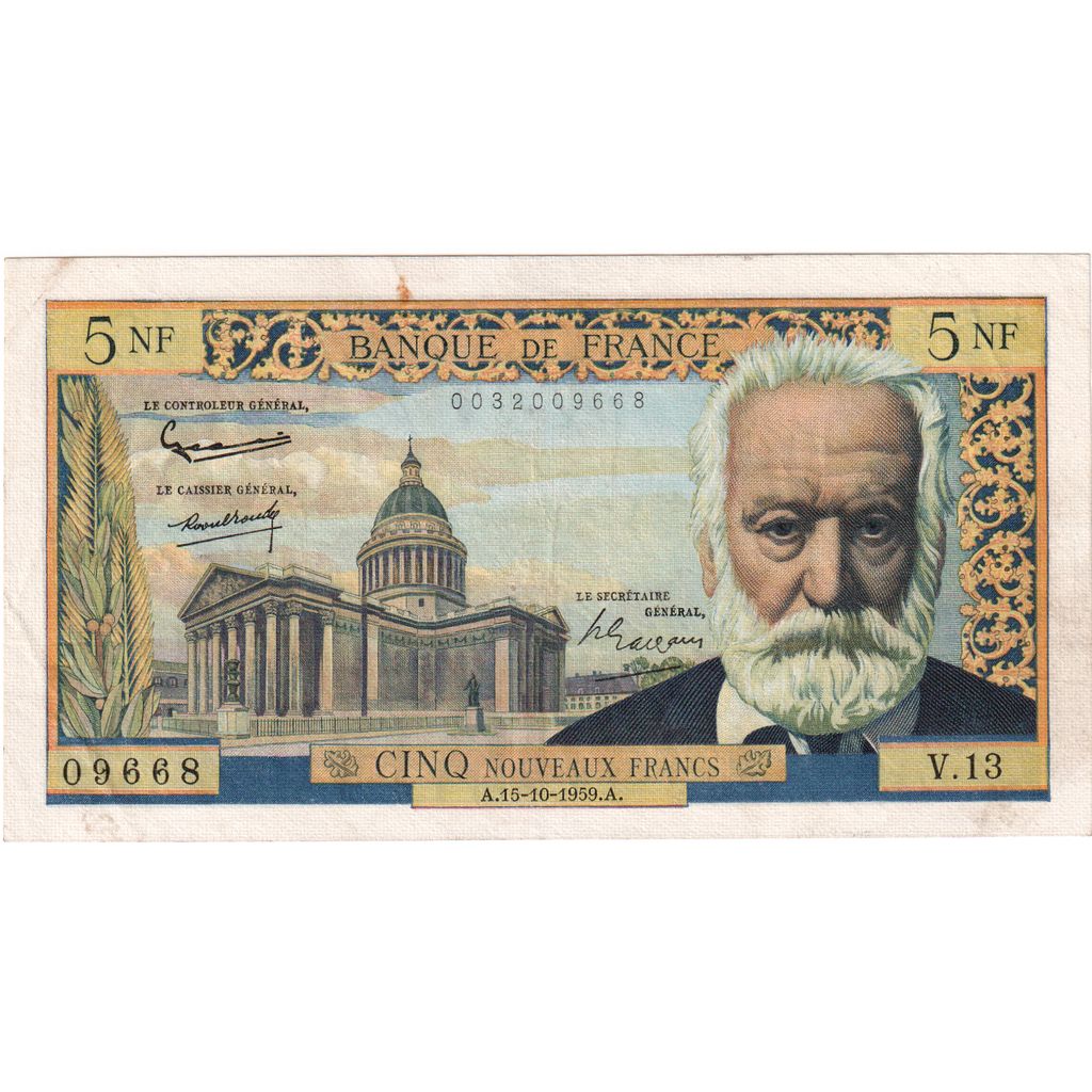 Frankreich, 5 Nouveaux Francs, Victor Hugo, 1959-10-15, V.13, SS