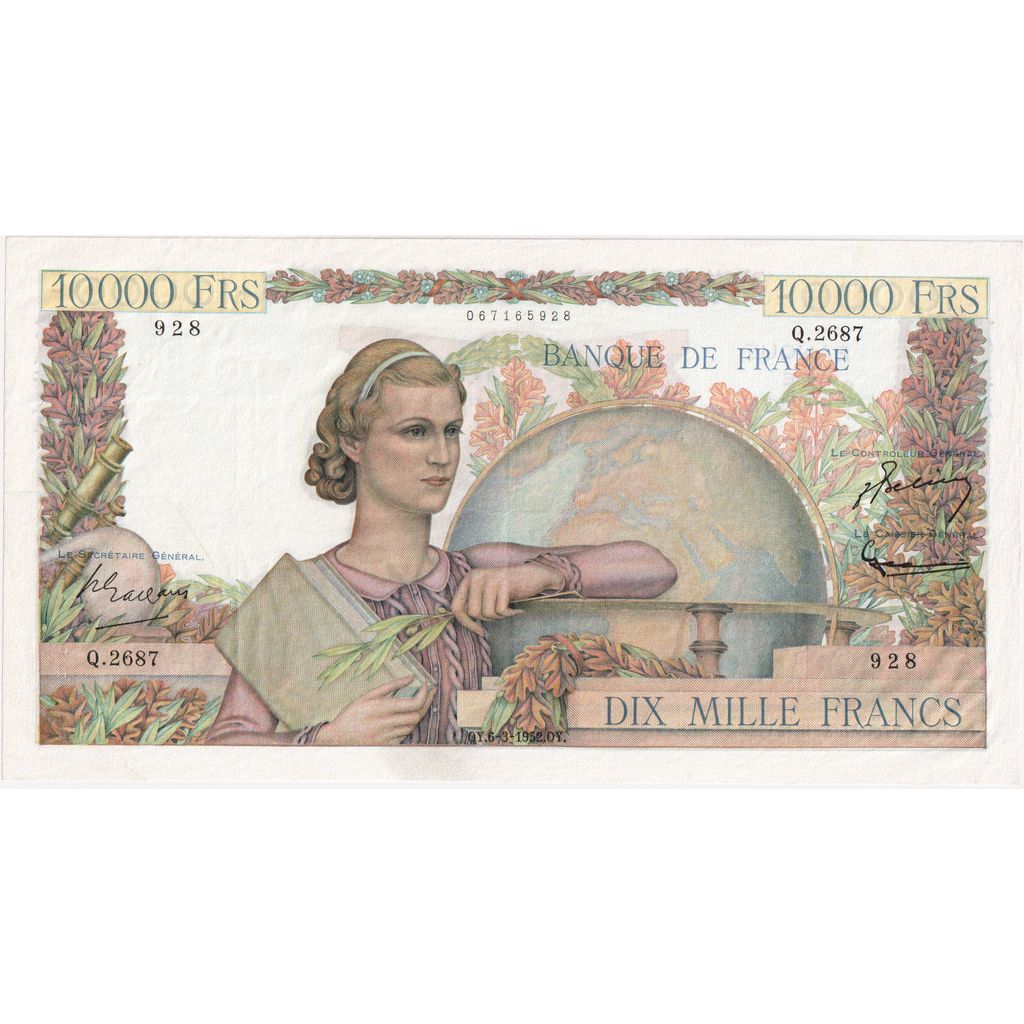 France, 10,000 Francs, Génie Français, 1952-03-06, Q.2687, AU(55-58)