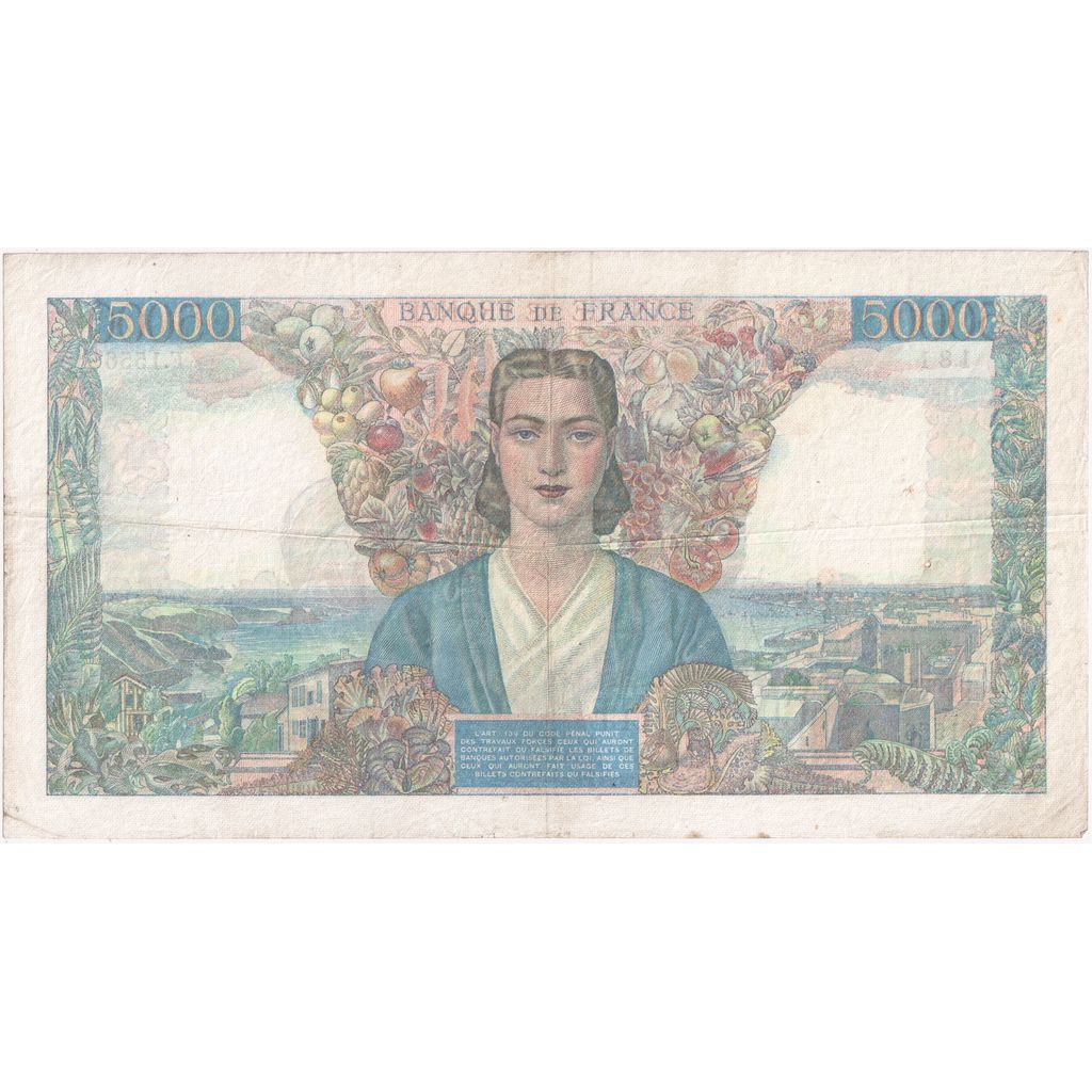 France, 5000 Francs, Empire Français, 1945-10-10, F.1556, TB+