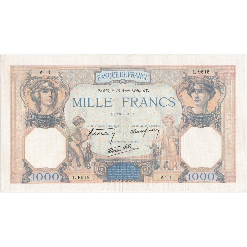 Frankreich, 1000 Francs, Cérès et Mercure, 1940-04-18, L.9515, SS