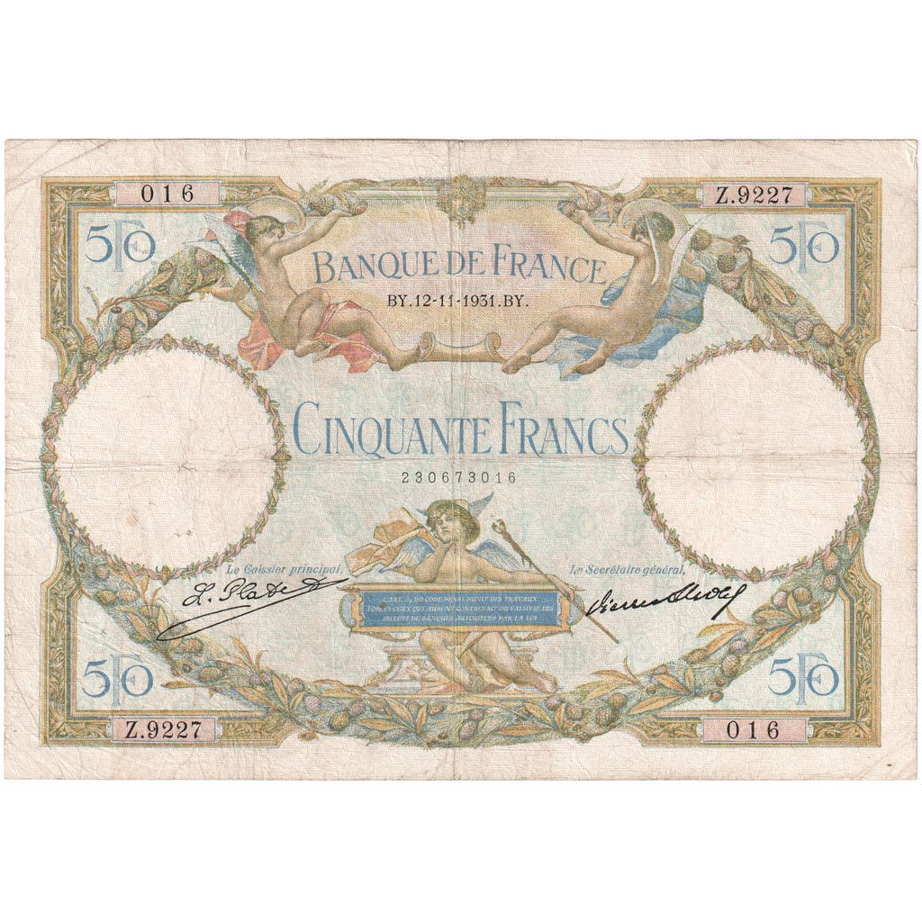 Frankreich, 50 Francs, Luc Olivier Merson, 1931-11-12, Z.9227, S