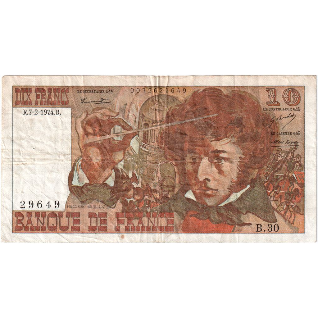Francia, 10 Francs, Berlioz, 1974-02-07, B.30, BC