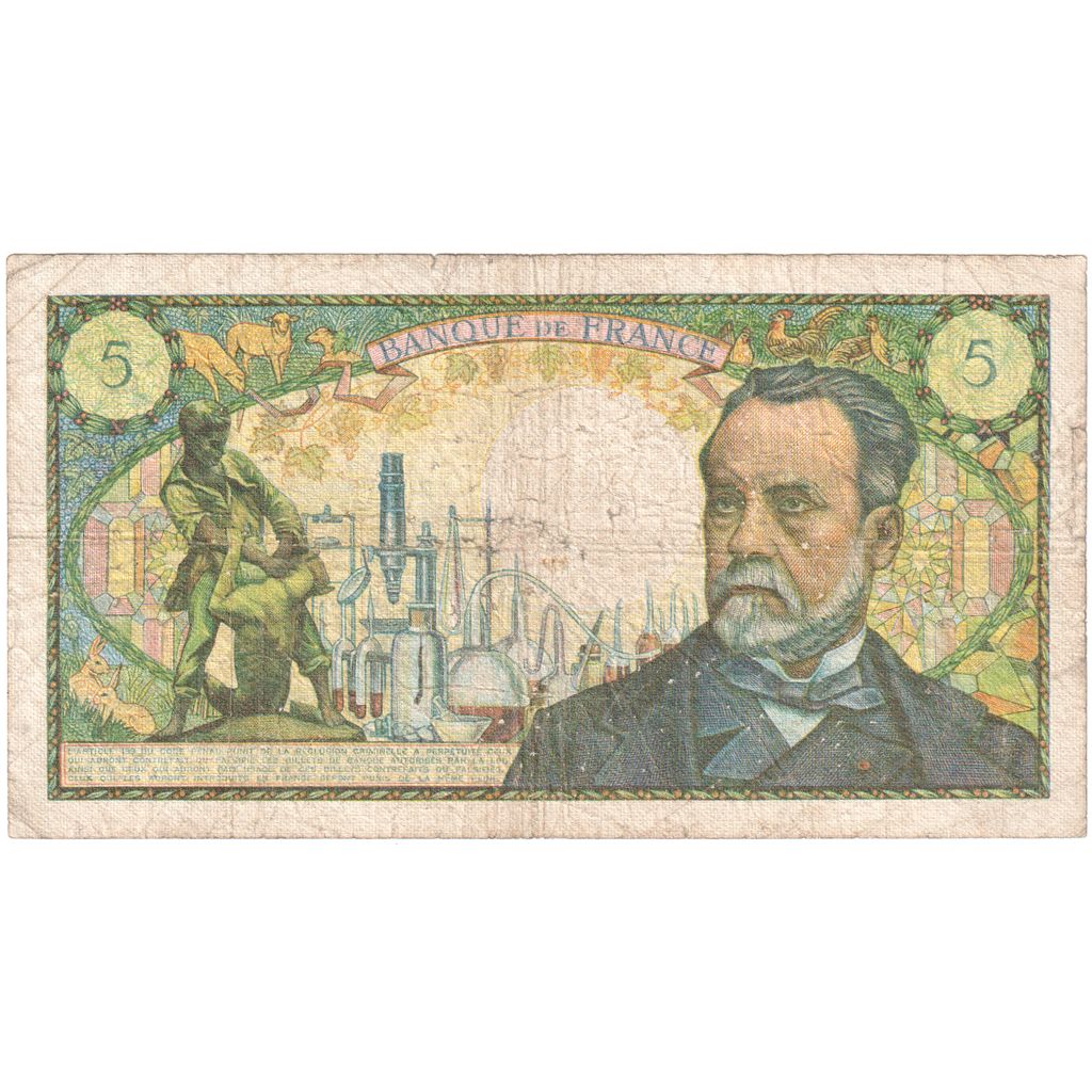 France, 5 Francs, Pasteur, 1969-06-05, Q.102, F(12-15)