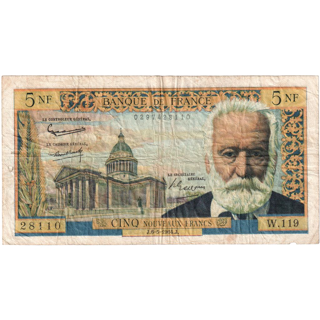 Frankreich, 5 Nouveaux Francs, Victor Hugo, 1964-05-06, W.119, S