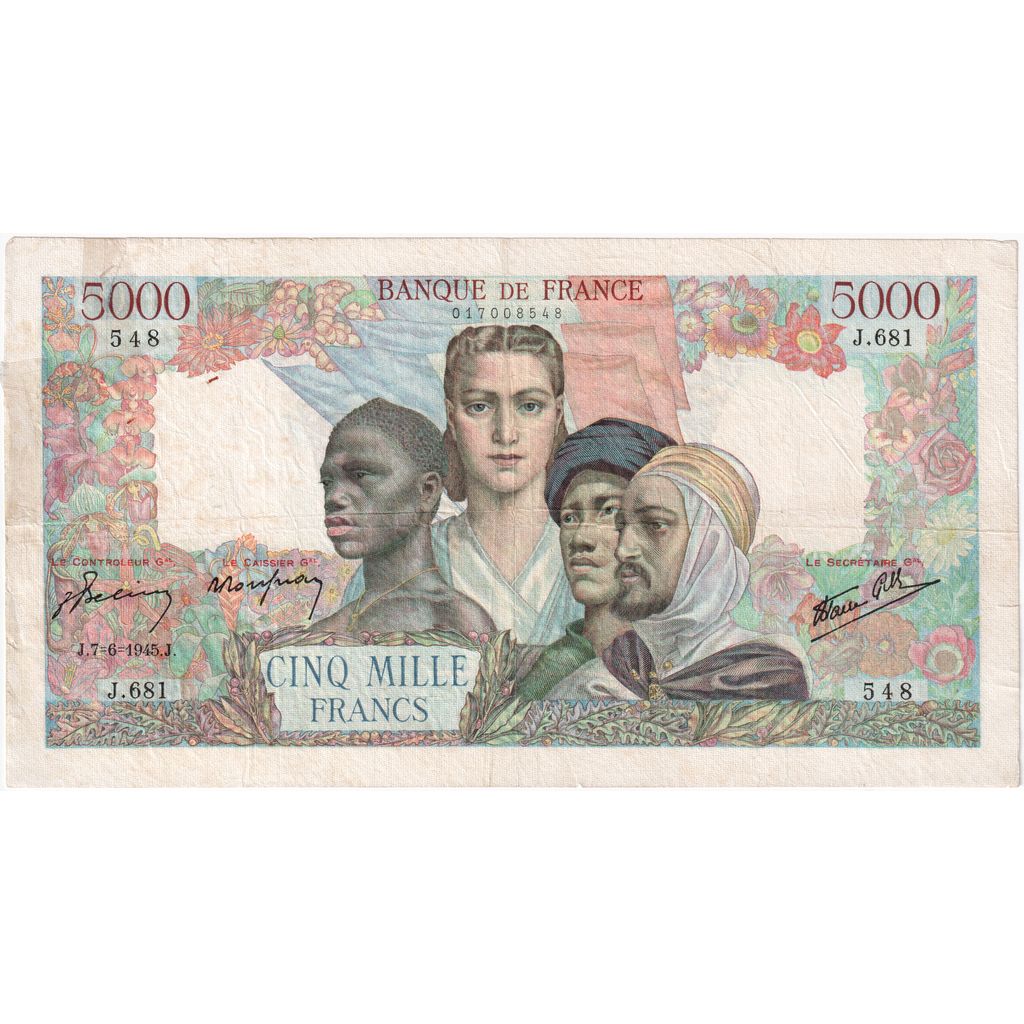 France, 5000 Francs, Empire Français, 1945-06-07, J.681, F(12-15)
