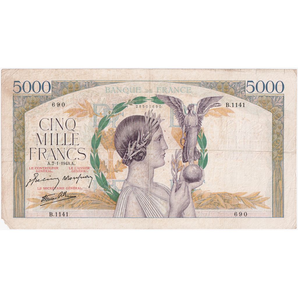 Frankreich, 5000 Francs, Victoire, 1943-01-07, B.1141, S