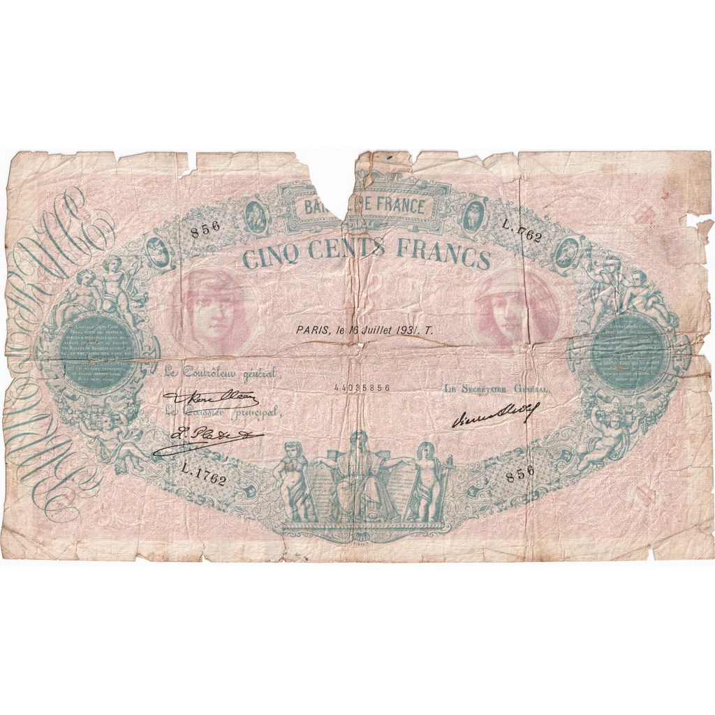 France, 500 Francs, Bleu et Rose, 1931-07-16, L.1762, G(4-6)