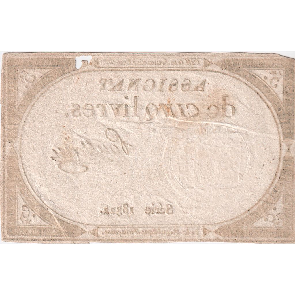 France, 5 Livres, 1793, SERIE 18322, VF(20-25)