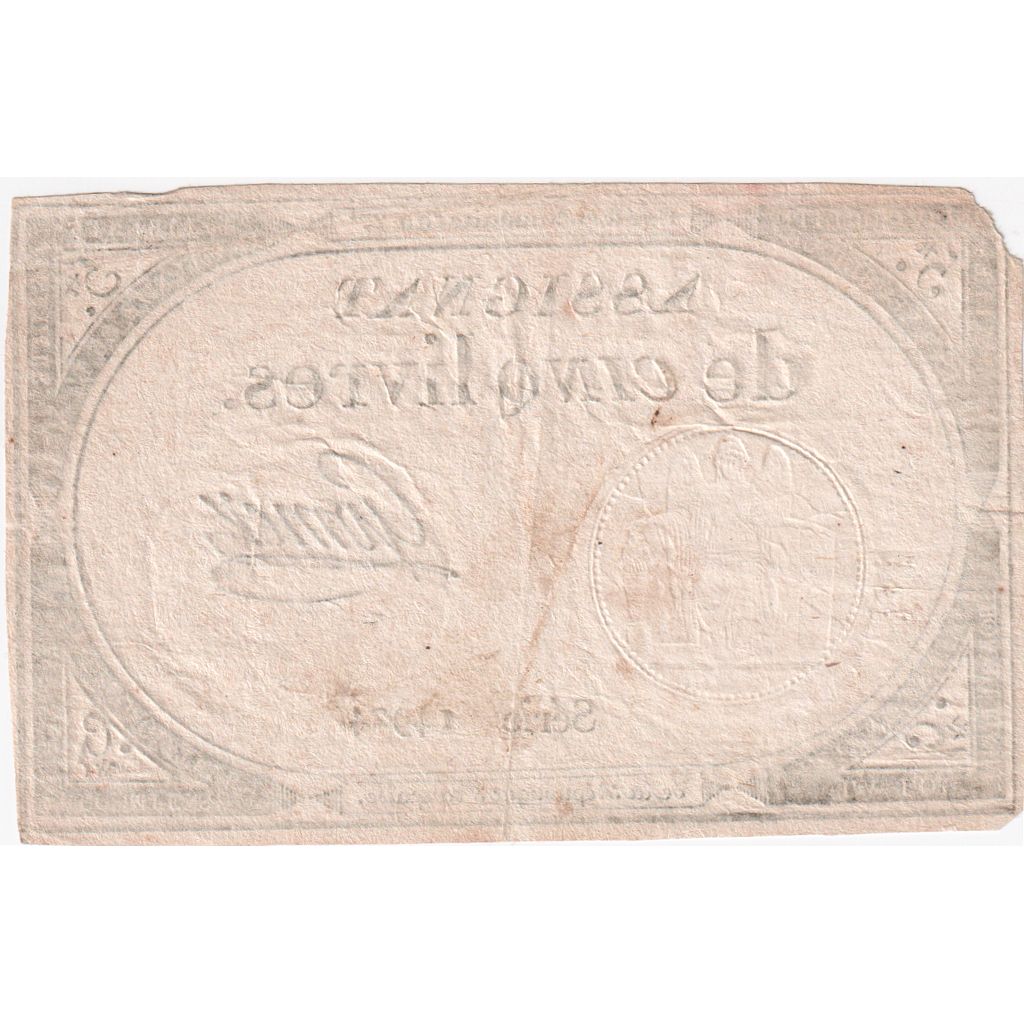 Francia, 5 Livres, 1793, SERIE 14924, BC+