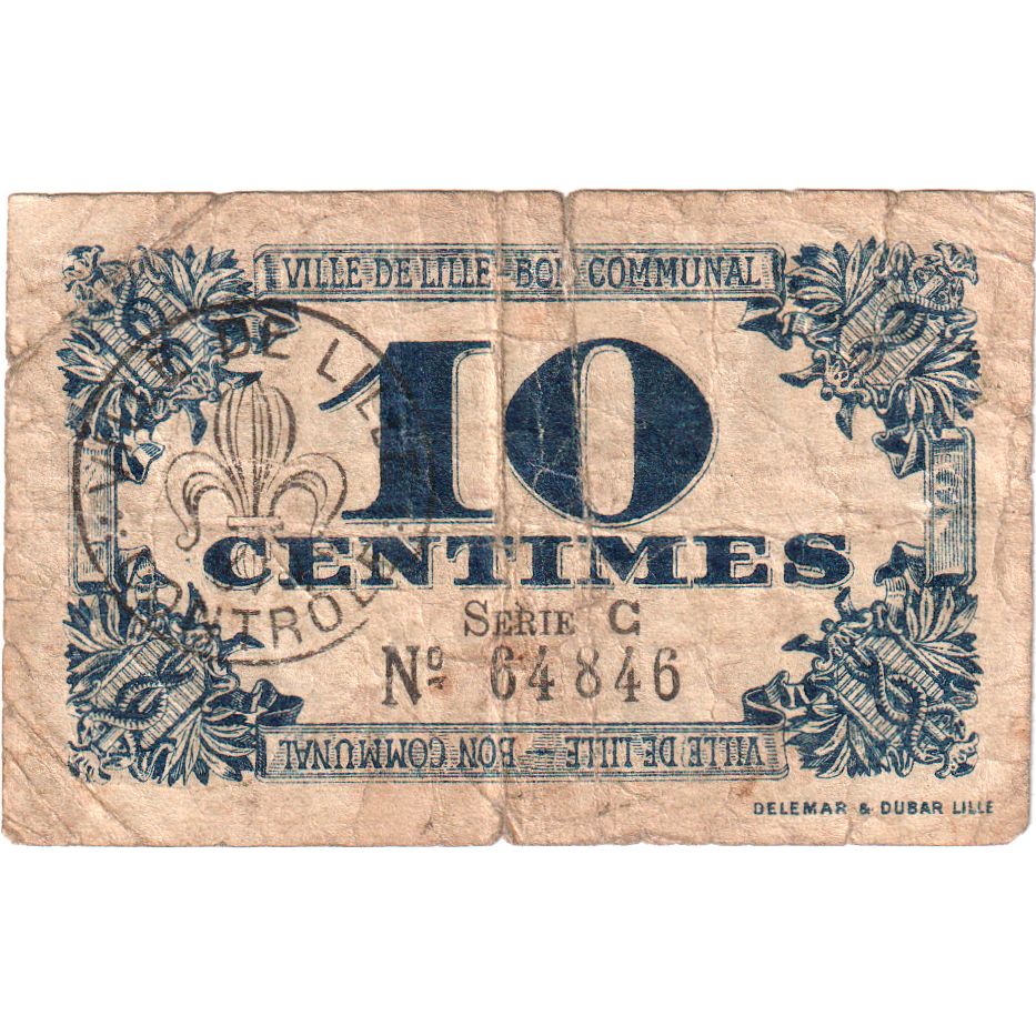 France, Lille, 10 Centimes, 1917-10-31, SERIE C, F(12-15)