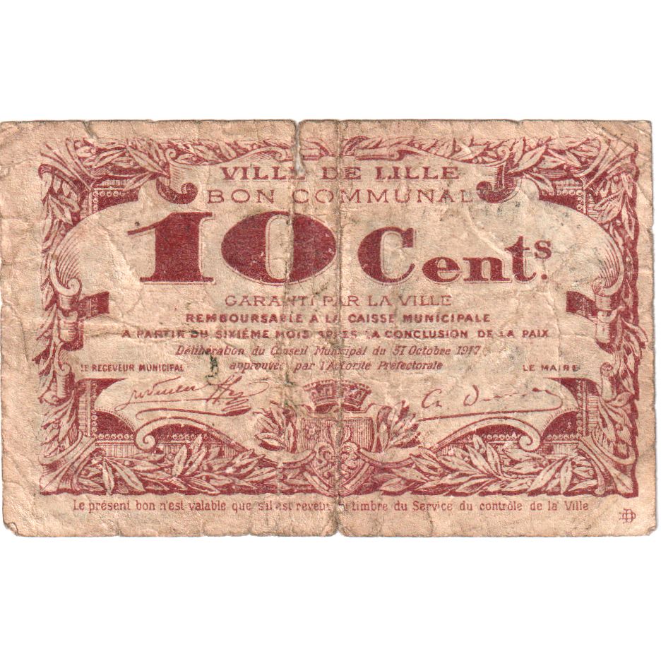France, Lille, 10 Centimes, 1917-10-31, SERIE C, F(12-15)