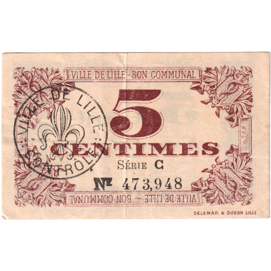 Frankreich, Lille, 5 Centimes, 1917-10-31, SERIE C, SS