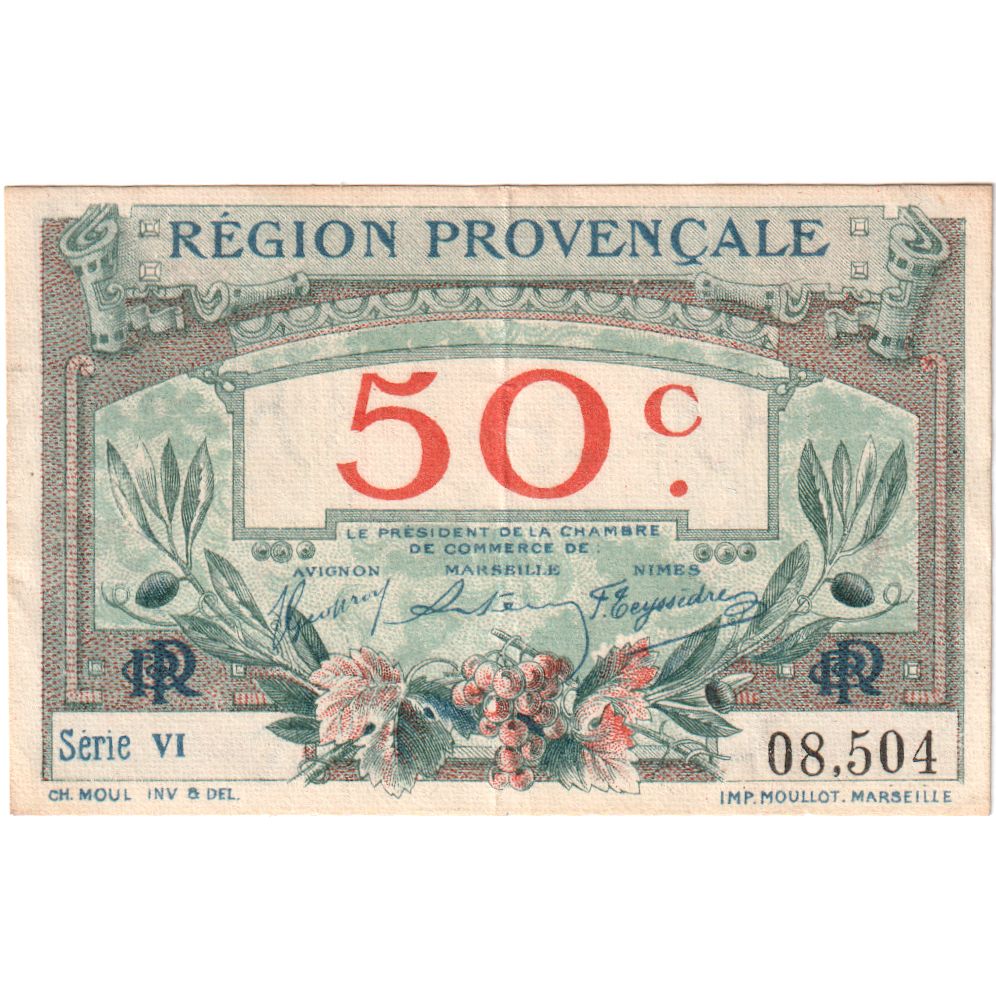 Frankrijk, AVIGNON-MARSEILLE-NIMES, 50 Centimes, SERIE VI, TTB