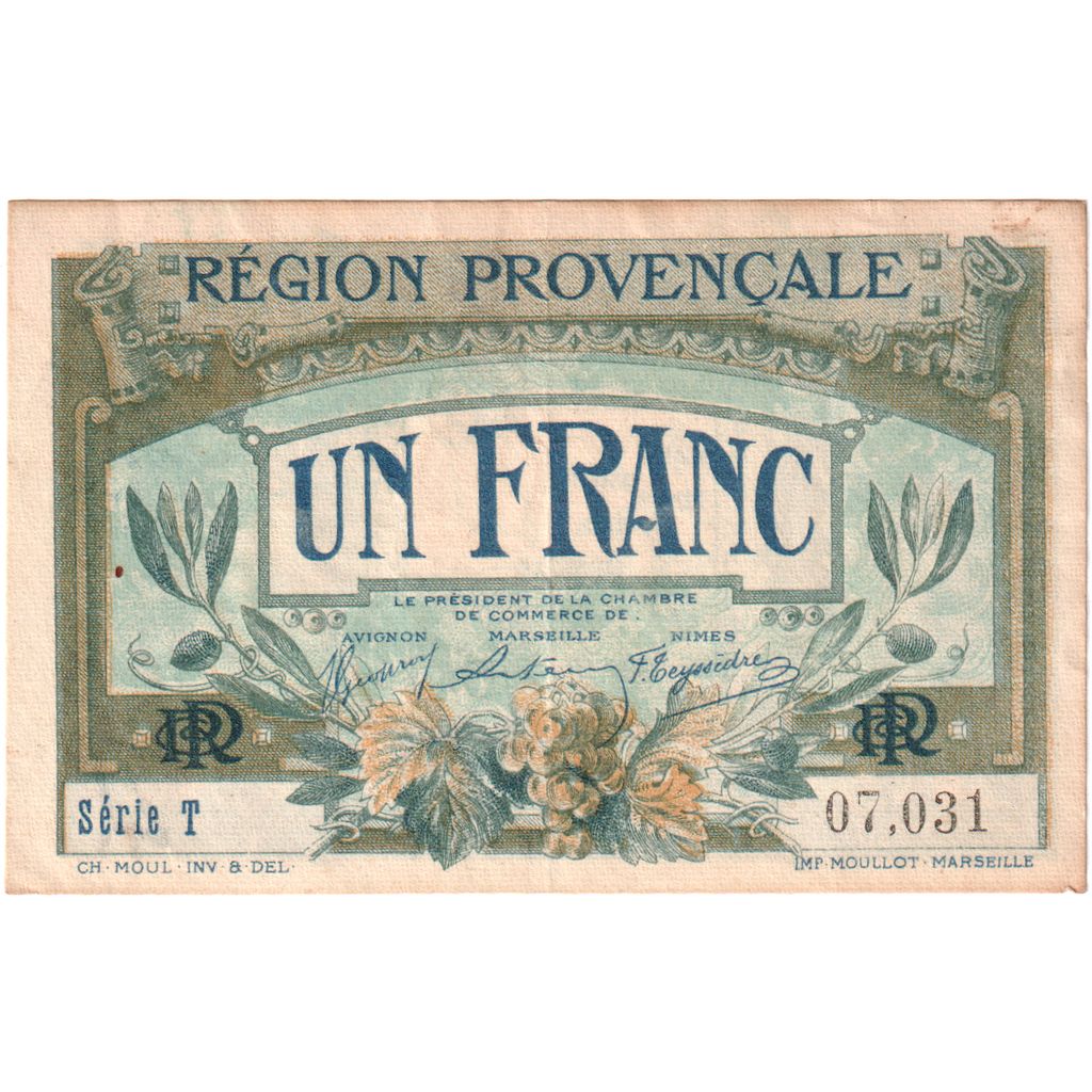 Frankreich, AVIGNON-MARSEILLE-NIMES, 1 Franc, SERIE T, SS