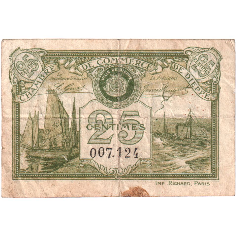Frankrijk, Dieppe, 25 Centimes, 007.124, B