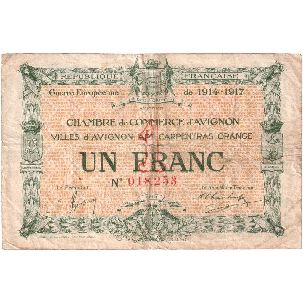 Frankreich, AVIGNON, 1 Franc, 1915-08-11, 018253, S