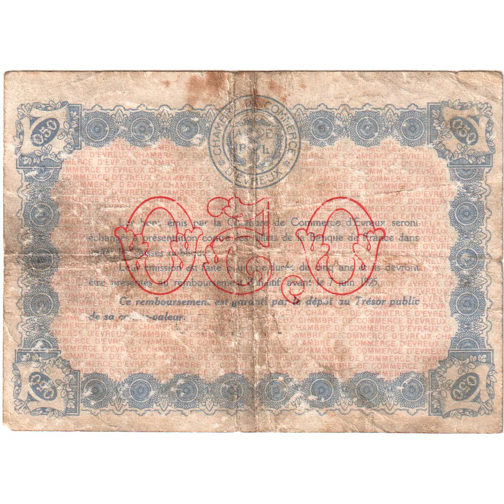 France, Evreux, 50 Centimes, 1920-06-01, 760350, G(4-6)