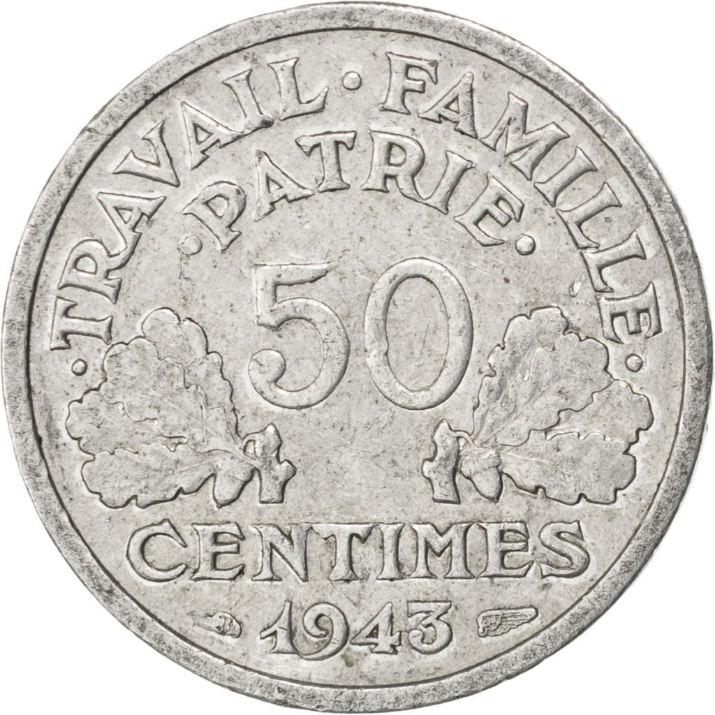 Coin, France, Bazor, 50 Centimes, 1943, EF(40-45), Aluminum, KM:914.1