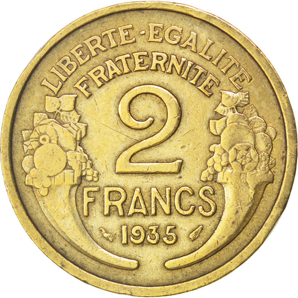 Moneta, Francja, Morlon, 2 Francs, 1935, VF(30-35), Aluminium-Brąz, KM:886