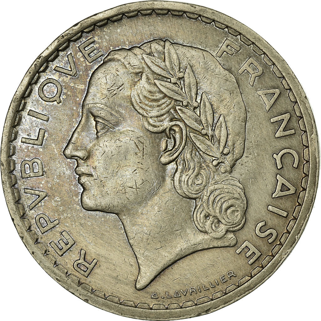 Coin, France, Lavrillier, 5 Francs, 1938, AU(50-53), Nickel, KM:888, Gadoury:760