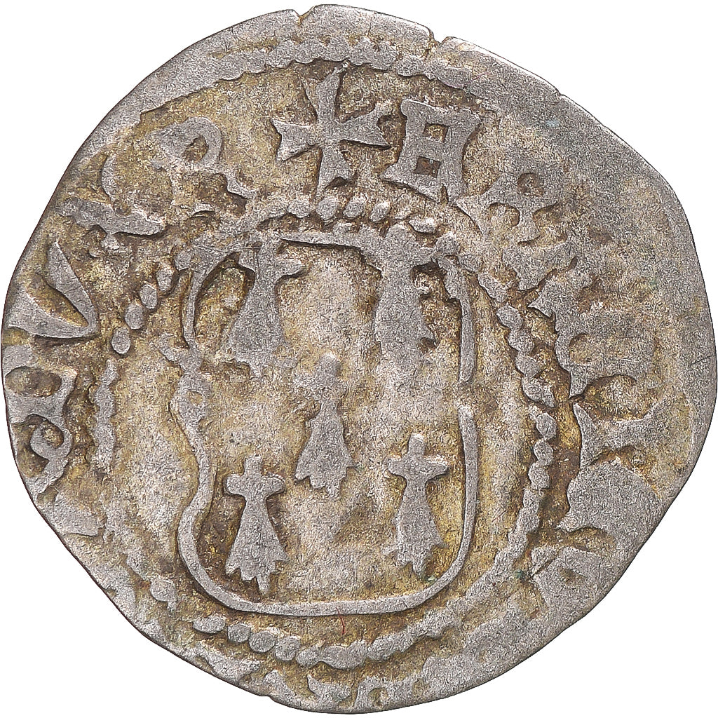 Monnaie, Duché de Bretagne, François Ier, 1/2 blanc à targe, 1442-1450