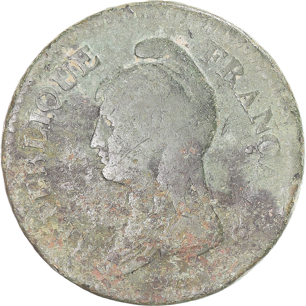 Moeda, França, Dupré, Decime, AN 8, Metz, F(12-15), Cobre, Gadoury:187a