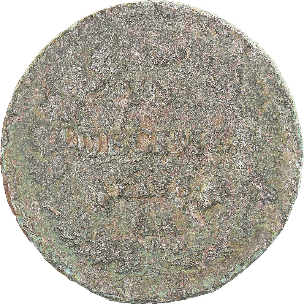 Münze, Frankreich, Dupré, Decime, AN 8, Metz, SGE+, Kupfer, Gadoury:187a