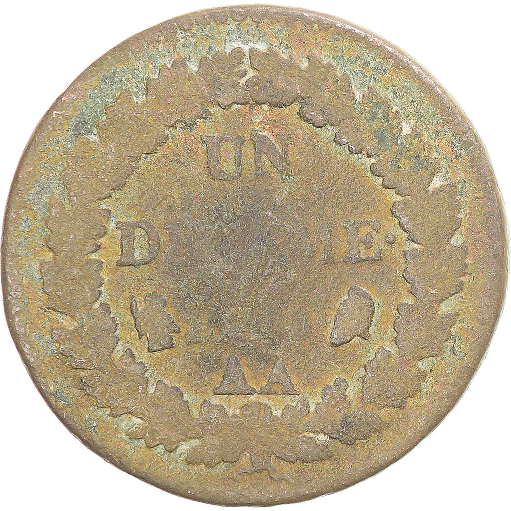 Munten, Frankrijk, Dupré, Decime, AN 8, Metz, ZG+, Koper, Gadoury:187a