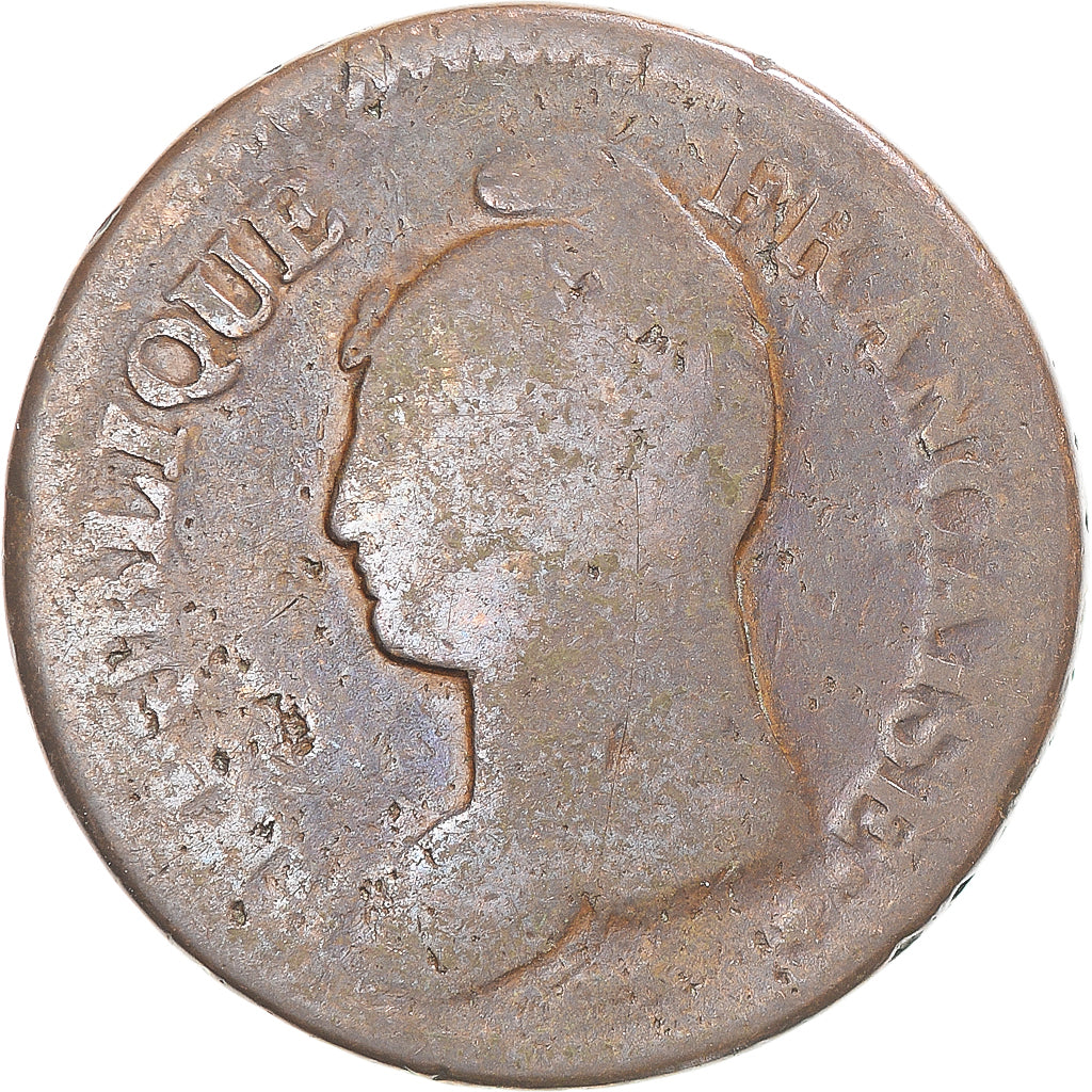 Coin, France, Dupré, Decime, AN 8, Metz, VF(20-25), Copper, Gadoury:187a