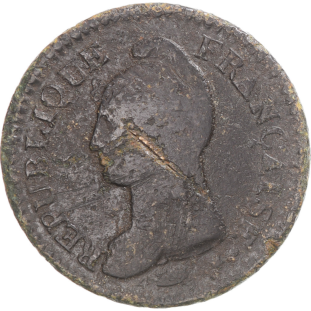 Moeda, França, Dupré, Decime, AN 8, Metz, VF(20-25), Cobre, Gadoury:187a