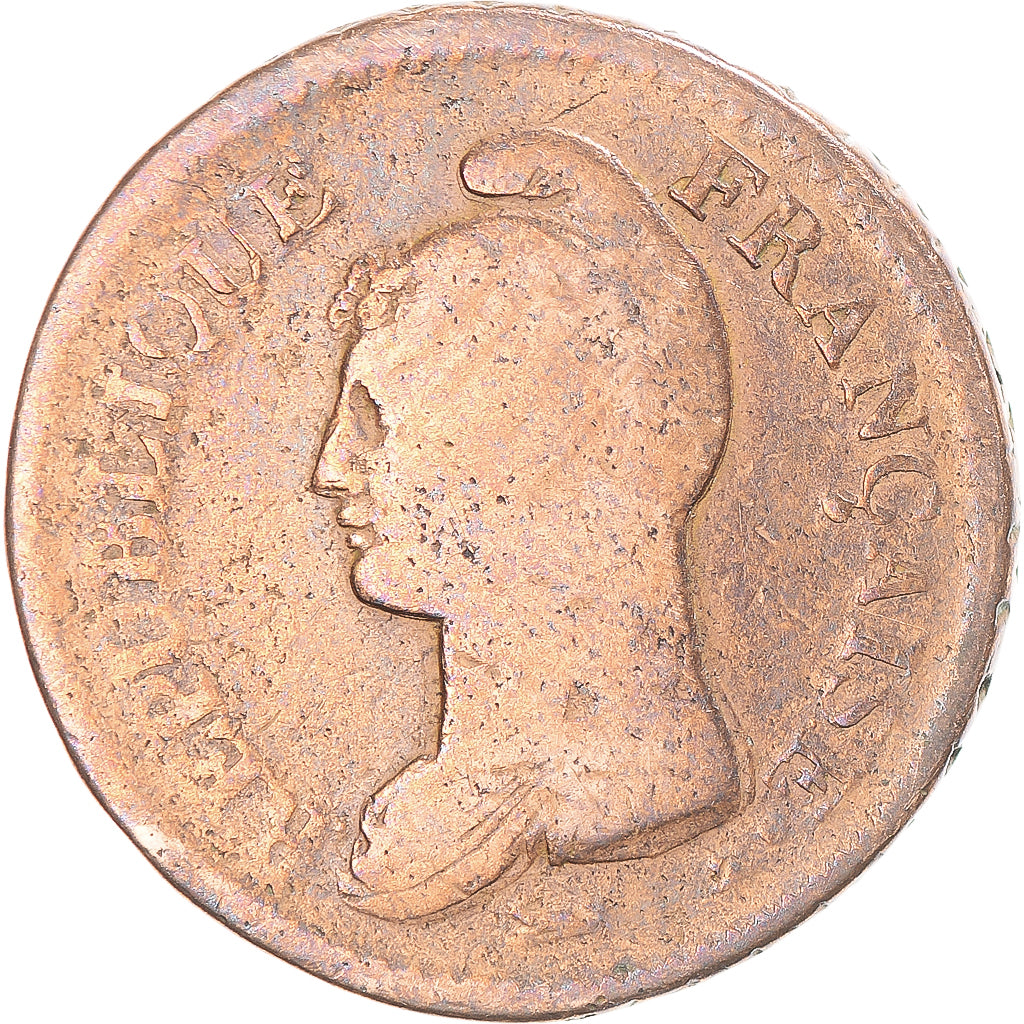 Moeda, França, Dupré, Decime, AN 8, Metz, VF(20-25), Cobre, Gadoury:187a