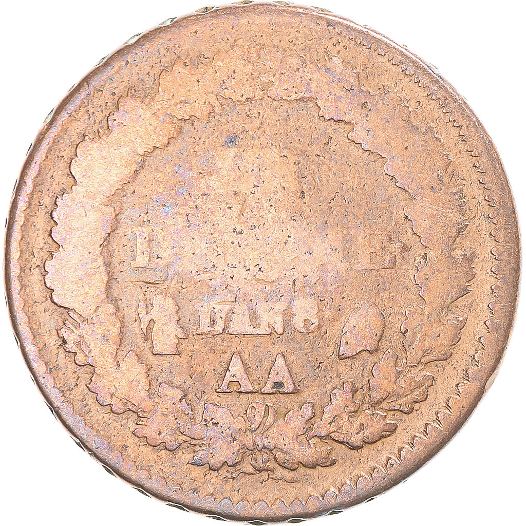 Moeda, França, Dupré, Decime, AN 8, Metz, VF(20-25), Cobre, Gadoury:187a