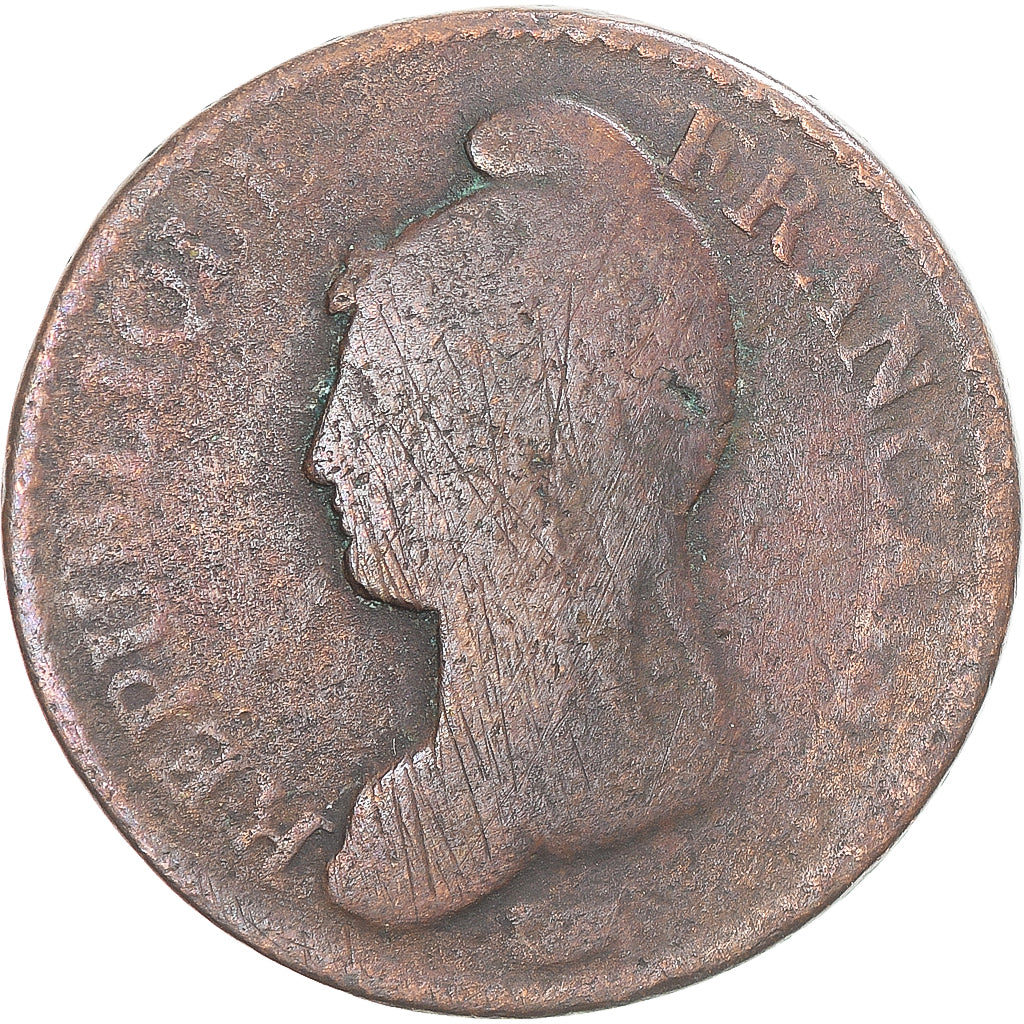 Moeda, França, Dupré, Decime, AN 8, Metz, VF(20-25), Cobre, Gadoury:187a