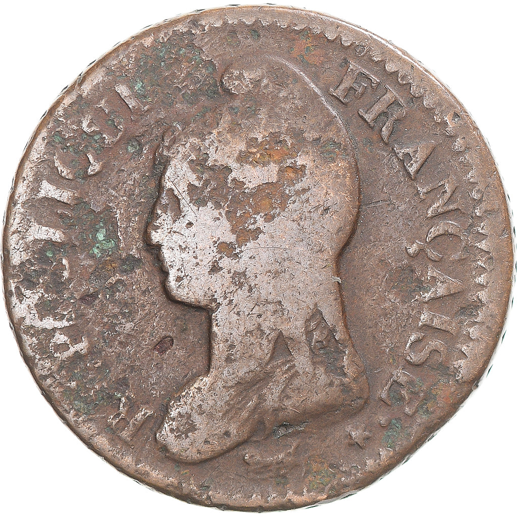 Münze, Frankreich, Dupré, Decime, AN 8, Metz, S, Kupfer, Gadoury:187a