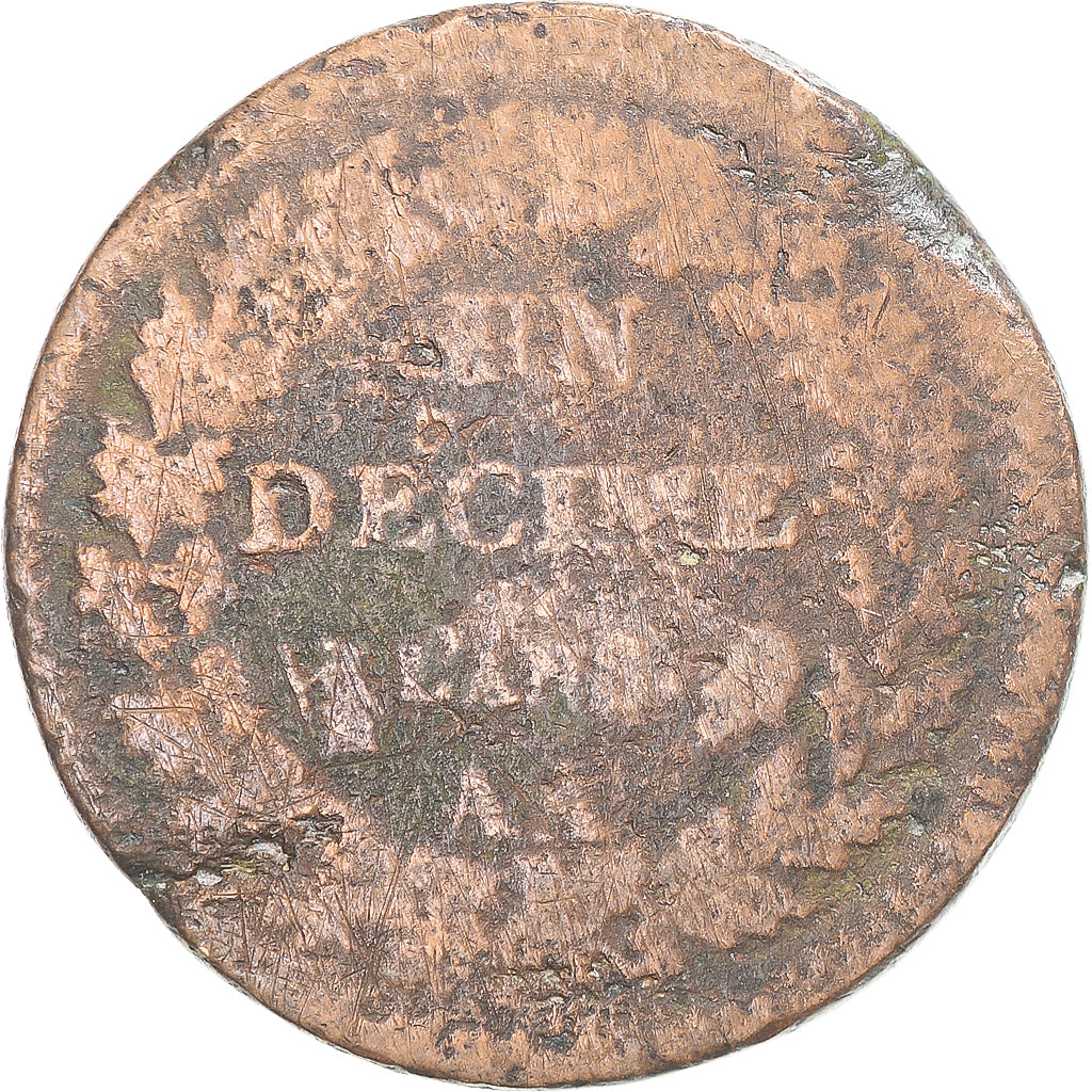 Moeda, França, Dupré, Decime, AN 8, Metz, VF(20-25), Cobre, Gadoury:187a