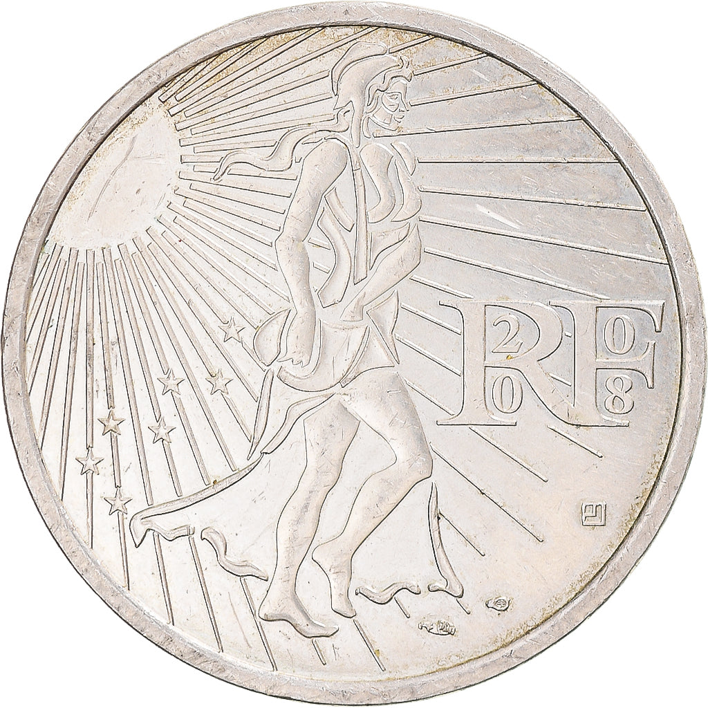 Francja, Semeuse, 15 Euro, 2008, Monnaie de Paris, MS(63), Srebro, KM:1535
